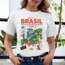 Camiseta Feminina Brasil Tropical Ilustrada Estampa Moderna Verão Lifestyle