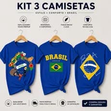 Kit Conjunto 3 Blusinhas Do Brasil Estampas Copa 2026 100% Algodão Qualidade Premium