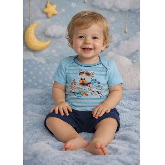 Body e Shorts bebê tamanho G - 9 A 12 MESES