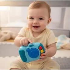 brinquedo bebê musical, maquina fotográfica + 6 meses chocalho mordedor