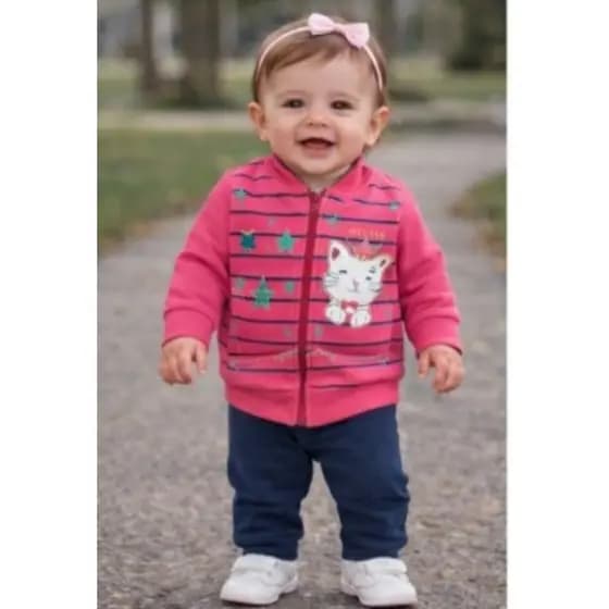 Conjunto de moletom para Menina Bebê Tamanho P e M. Elegante E Confortável