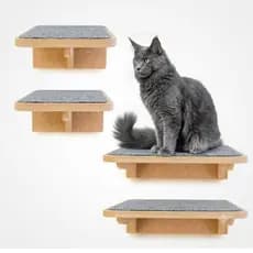 Playground Para Gatos Parede 4 Prateleiras Reforçadas MDF 15mm Com Carpete Antiderrapante