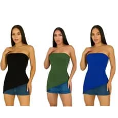 Kit 3 Blusinha Tomara que Caia Com Bojo Blusa Ribana Fenda Regata Charmosa Elegante
