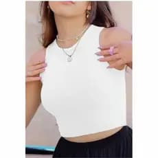 Camisetas Cropped Regata Basica feminino Canelado Blusinha Básica Cropped para academia Regata Ribana Tendência Moda