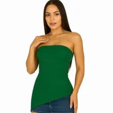 Blusinha Batinha Com Bojo Tomara que Caia Assimétrica Malha Canelada Ribana Fenda Lado Regata Charmosa Elegante Fashion