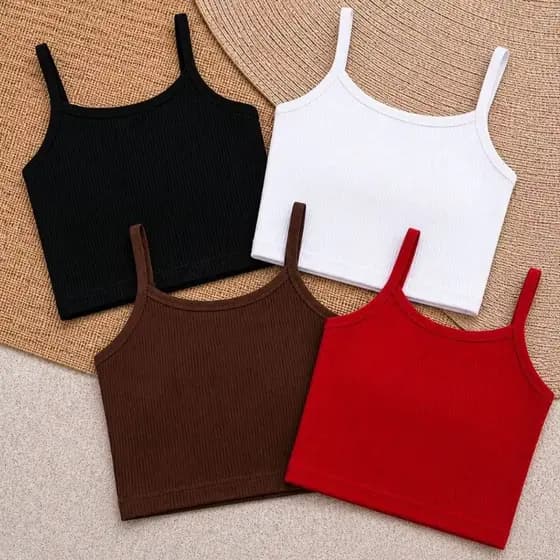 Top Cropped Feminino Ribana Premium Sem Bojo Alcinha Barato Pronta Entrega Moda Verão