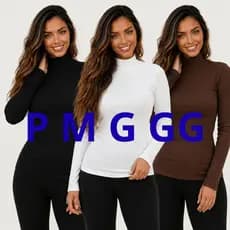 Kit Com 3 Blusa Frio Feminina Manga Longa Feminina Elegante Gola Alta Ribana Roupa Básica Moda Aconchegante Frio