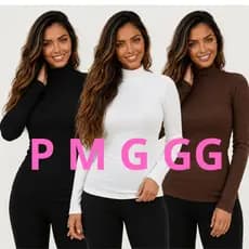 Blusa Blusinha Frio Manga Longa Feminina Gola Alta Cacharel Segunda Pele Canelada Roupa Básica Moda Aconchegante Frio