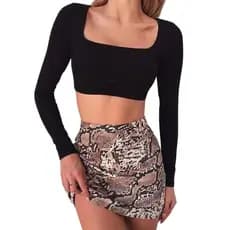Cropped top decote quadrado mangas longas Vick moda gringa blogueira varias cores basic fitness festas festival