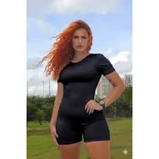 Macacão Sophie de manguinhas e shorts costas nuas moda gringa blogueira fitness casual basic festas