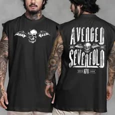 Camiseta Regata Machao Oversized Academia Band Rock Avenged Sevenfold Punk Gym Treino Masculino Algodao Estampada