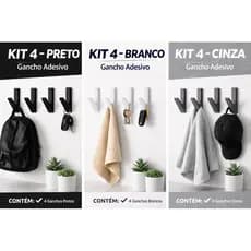 Gancho Adesivo Kit 4 Suporte Parede 3D Resistente Multiuso Sem Furo