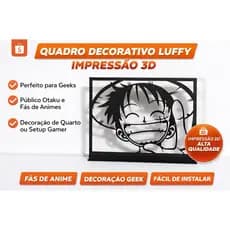 Quadro Decorativo Luffy One Piece 3D | Anime Geek | Impressão 3D | Decoração Gamer