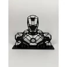 Quadro Decorativo Geek 3D Homem de Ferro – Base de Mesa Estilo Minimalista Premium