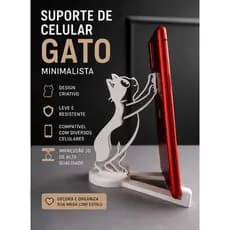 Suporte de Celular Gato Minimalista Decorativo Premium