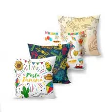 Capas de Almofadas tema Festa Junina kit com 04 capas