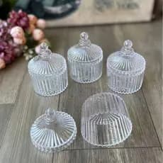 15 Potiches De Vidro 6,5x9cm Lembrancinha  Batizado Casamento Vela Aromatizada Atacado Transparente