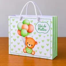 Sacola Personalizada Chá de bebe ursinho verde / lembracinhas/ PEGUE E MONTE /ENVIO RÁPIDO