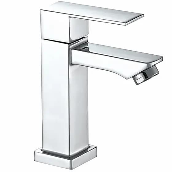 Torneira Banheiro Luxo Quadrada ¼ De Volta Lavabo Bancada Prata
