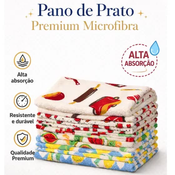 KIT DE PANO DE PRATO PREMIUM MICROFIBRA 40X60cm