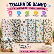 Kit Toalha De Banho Infantil Isa Estampas Divertidas 65x120cm