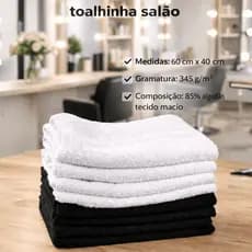 Toalha salão/Manicure Branco/Preto 85% Algodão 40x60 cm