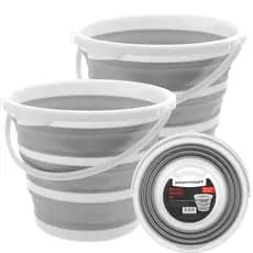 Kit até 2 Baldes Retrátil 10 litros Com Alça Branco Silicone Dobrável Multiuso Pratico