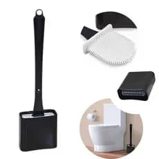 Escova Sanitaria Silicone Limpar Vaso Privada Banheiro Com Suporte Preta