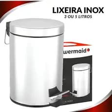 Lixeira em Inox 3 ou 5 Litros Com Pedal e Balde Removível Alça Banheiro Cozinha