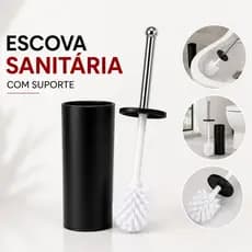 Escova Sanitaria em Inox Preta Banheiro 32cm Multiuso Moderna
