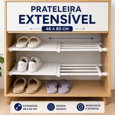 Prateleira Organizadora Inteligente Extensível branca 48cm a 80cm Retratil Portatil