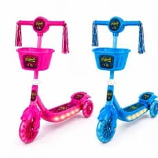 Patinete Infantil 3 Rodas Musical Com Luzes de Led Cesto Rosa Ou Azul