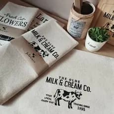 Pano de Prato Pintado Rústico Vintage Farmhouse Minimalista/Decoração Cozinha/Pano Decorativo Cru