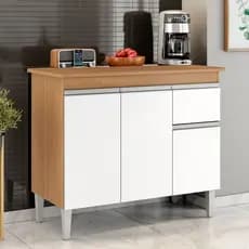 Balcão Gabinete de Pia sem Tampo Tatiane 100cm 3 Portas 1 Gaveta - SSX Multicoisas