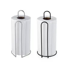 Suporte Porta Rolo de Papel Toalha Vertical Prata e Preto Passerini 357-7/636-3