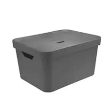 Caixa Organizadora Cube G com Tampa Bege Fechado Grande para Casa Closet Guarda Roupa