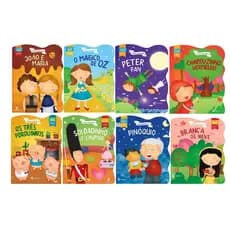 Kit Oito Livros Infantis Para Crianças Pinóquio - Branca De Neve - João E Maria - O Magico De Oz...