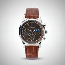 Relógio De Quartzo De Pulso Masculino BISSOLI Com Pulseira de Couro Marrom Ou Preto Luxo
