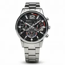 Relógio De Pulso Masculino Pulseira em Aço Modelo Bissoli 200 Com Calendário Três Corres Original