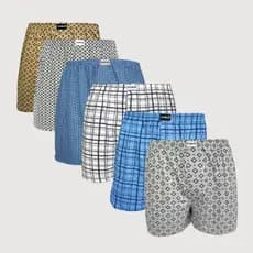 Kit 4 Samba Canção Estampada 100% Algodão P ao G9 Plus Size Masculina Algodão Leve Tecido Fresco Dia