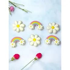 10 Aplique Emborrachado Infantil Flor Arco Iris Laços Tiaras Prendedores Artesanato DIY
