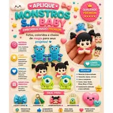 Aplique Emborrachado Monstro SA Baby Infantil Laços Tiaras Prendedores Artesanato DIY