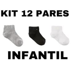 12 Pares Meias infantil crianças de 3 a 12 anos algodão