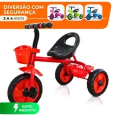 Triciclo Infantil Motoca Bicicleta Pedal E Cesto