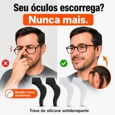 Gancho Antiderrapante para Óculos em Silicone Trava de Haste e Orelha Antiqueda Universal