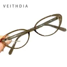 VEITHDIA Retro Feminino Óculos De Olho De Gato Ultra Leve Proteção De Luz Azul Lente Plana Armação Para Ópticos 31316