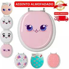 Assento De Vaso Sanitário Almofadado Com Tampa Com Estampas Diversas Macias Confortáveis Original
