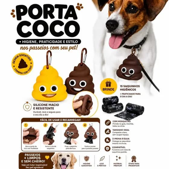 Porta Saquinho Cata Caca Coletor Rolo De Saquinhos Pet + Refil 15 Saquinhos de Brinde