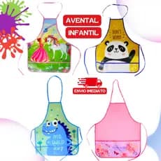 Avental Infantil Com Bolso Escolar Pintura Culinária Poliester Menina Menino