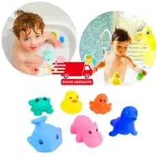 Kit Bichinhos Para o Banho Diversão Bebê Banheira Praia e Piscina De Vinil 06 Peças - Brinquedos de Banho